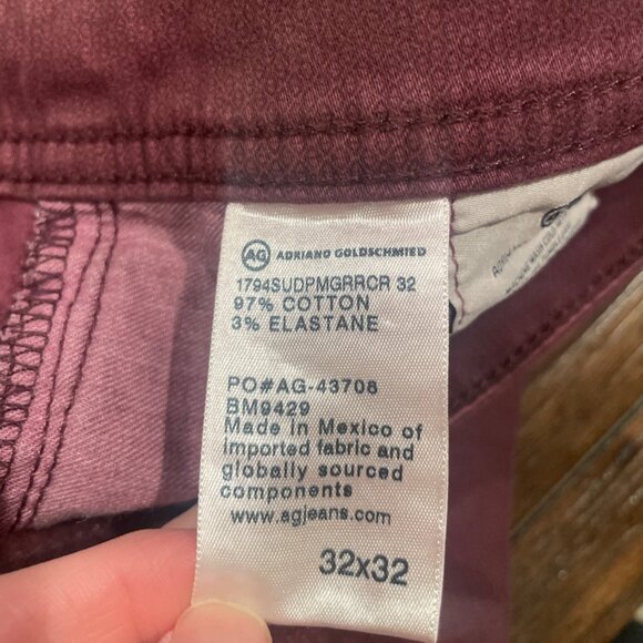 NWOT AG Adriano Goldschmied 32x32 Everett SUD Slim Straight Pant Red Patterned - Picture 3 of 8